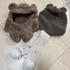 キッズ帽子＆マフラー（クマ アンパンマン）の画像