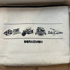 【大人かわいい】ドラえもんキャンバス長方形ポーチ 仕切り付き ひみつ道具デザインの画像