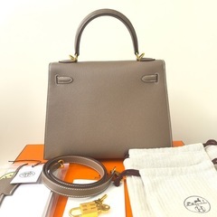 エルメス ケリー25 外縫い エプソン エトゥープ G金具 W 刻印の画像