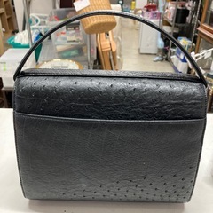 A2512-449 RODANIA オーストリッチ　ハンドバッグ　ブラック　中古美品の画像