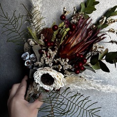 クリスマス スワッグ ドライフラワーの画像