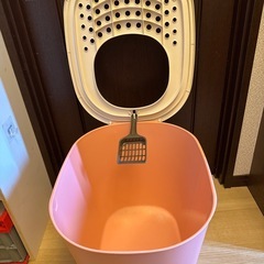 【受渡し決定】猫用トイレ  コーラルピンク①の画像