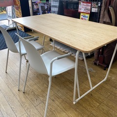 🎋廃盤品🎋IKEA 3点ダイニングセット ダイニングテーブル チェア 食卓テーブル パーチクルボード 天然 ナチュラル 2人 竹　イケア NO.2758F　の画像