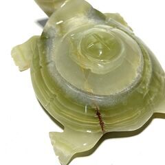 店頭引き渡し 中古 亀 置物 カメ オニキス 天然石 オブジェの画像