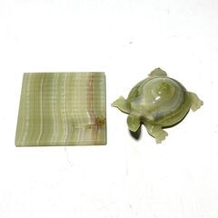 店頭引き渡し 中古 亀 置物 カメ オニキス 天然石 オブジェの画像