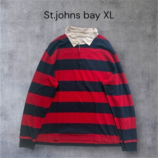 St.johns bay ビッグサイズ ボーダー 長袖 ラガーシャツ XL