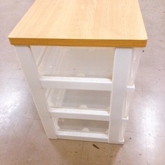 【売約済】チェスト 木製天板 衣類収納 3段引き出し キャスター付きの画像