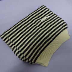 ( E-123 )L'OEIL ロイユ マフラー ニット シマ模様 ボーダー ブラック 黒 ホワイト 白 中古の画像