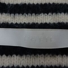 ( E-123 )L'OEIL ロイユ マフラー ニット シマ模様 ボーダー ブラック 黒 ホワイト 白 中古の画像