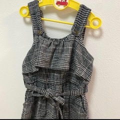 冬用　チェック　フリル　オーバーオール　130 120 サロペット　オールイン　子ども服　女の子の画像