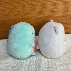 すみっコぐらし　ハート　とかげ・しろくま　ぬいぐるみの画像