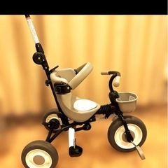 折りたたみおさんぽコンポ グレー ハンドル付き 子供三輪車の画像