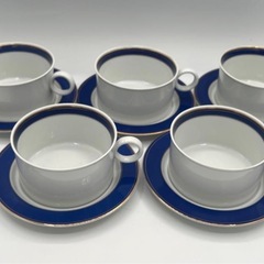 Adam & EVE カップ ソーサー 5客セット ホワイト×ブルーの画像