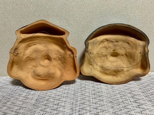 昭和レトロ 七福神 恵比寿様 大黒天様 縁起物 陶器製 置物 インテリア 昭和レトロ お面 恵比寿様 大黒天 置物 2点セット 壁掛け 縁起物