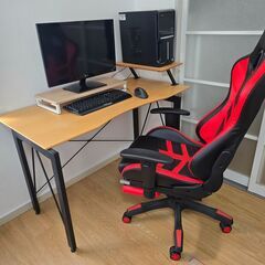 ゲーミングチェア＋テーブル（プリンタ台、ディスプレイ台付き）　セットでの画像