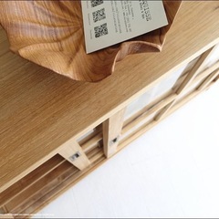 チーク無垢材 引戸ガラスキャビネット3段N 食器棚 飾り棚 カウンター ナチュラル キッチン収納 手作り 銘木家具 の画像