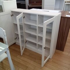 ★リユースのサカイつくば店★TK7723  食器棚 ホワイト H100×D31×W114 クリーニング済みの画像