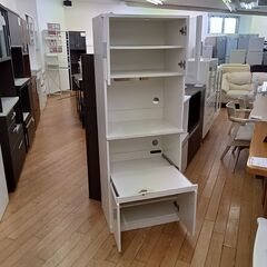 ★リユースのサカイつくば店★TK7724  食器棚 ホワイト H160×D40×W60 クリーニング済みの画像
