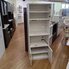 ★リユースのサカイつくば店★TK7724  食器棚 ホワイト H160×D40×W60 クリーニング済みの画像