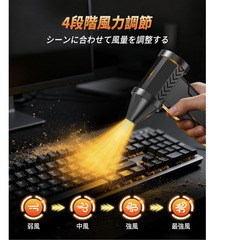 🟢【新品】THEKU 電動エアダスター 超強力ブロワー｜4段階風量調整・10000mAh大容量・充電式｜洗車/PC掃除対応（カモフラージュ）の画像