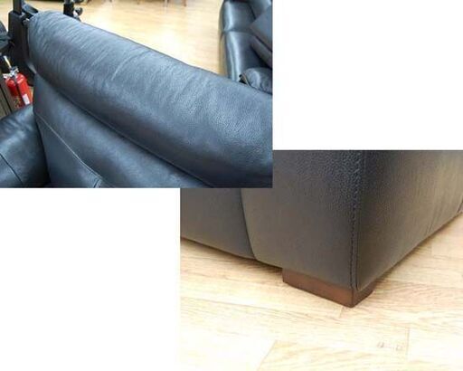 ⑤ 1人掛けソファ 幅105×奥87×高91cm 革製 ブラック