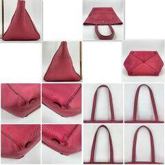 PRADA プラダ ヴィッテロダイノ シボレザー シボ革 ハンド トートバッグ ショルダーバッグ 肩掛け 肩かけ BR5092 ピンク トライアングル 三角ロゴプレート 白タグの画像