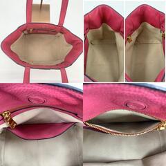 PRADA プラダ ヴィッテロダイノ シボレザー シボ革 ハンド トートバッグ ショルダーバッグ 肩掛け 肩かけ BR5092 ピンク トライアングル 三角ロゴプレート 白タグの画像