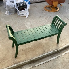 キッズベンチ ガーデンチェア 木製 グリーン 長椅子 の画像
