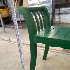 キッズベンチ ガーデンチェア 木製 グリーン 長椅子 の画像