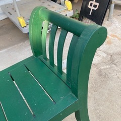 キッズベンチ ガーデンチェア 木製 グリーン 長椅子 の画像