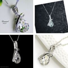 ティアドロップネックレス（新品）ホワイトクリスタルの画像