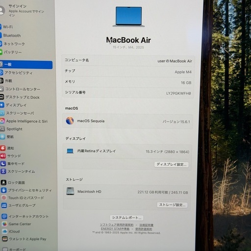 MacBook Air 15インチ M4 16GB スカイブルー 公式保証残あり 15インチMacBook Air [整備済製品] 10コアCPUと10コアGPUを搭載した
