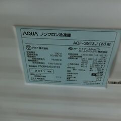 ID 712874　冷凍庫アクア　134L　２０２１年製　AQF-GS13Jの画像