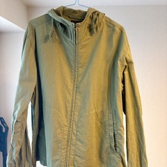 リネンコットンフルジップパーカ　オリーブ　XLサイズ　ユニクロの画像