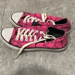 コンバース風　ピンク　星柄　スニーカーの画像