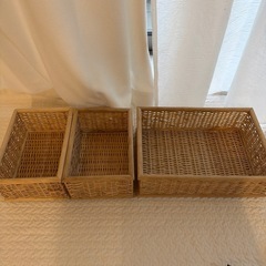 無印　重なるブリ材バスケットの画像
