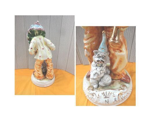 カポディモンテ 陶器人形 ピエロ 犬 サーカス オブジェ CAPODIMONTE