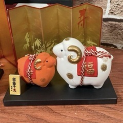 干支置物7点まとめ売り　とら2点・とり・ひつじの画像