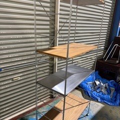 無印 スチールユニットシェルフ・スチール棚・オークセットの画像