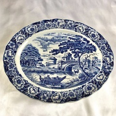 風景画パーティープレート　2枚セット　大皿　陶磁器　昭和レトロ　ヴィンテージの画像