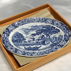 風景画パーティープレート　2枚セット　大皿　陶磁器　昭和レトロ　ヴィンテージの画像