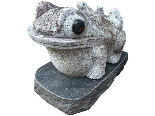 NO.2659【引取り限定】御影石 蛙 カエル かえる 親子 置物 オブジェ