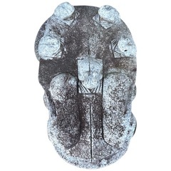 NO.2659【引取り限定】御影石 蛙 カエル かえる 親子 置物 オブジェ 庭石 石像 高さ約50cm 縁起物 ガーデニング 傷汚れあり 中古の画像