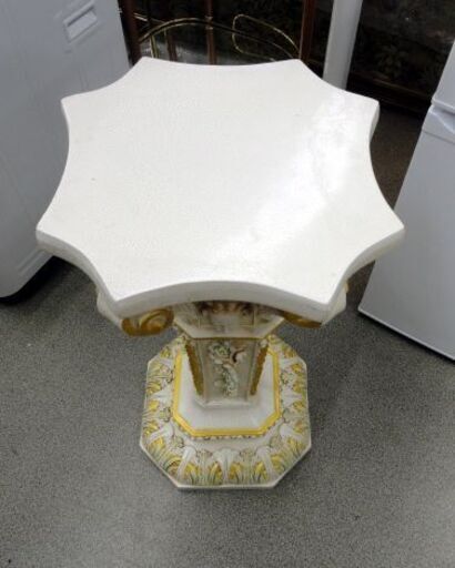 フラワースタンド ロココ調 花台 高さ67㎝ アンティーク調 陶器 イタリア調 室内用 西岡店 フラワースタンド ロココ調 花台 高さ67㎝ アンティーク調 陶器