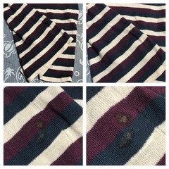 正規品 シャネル ニットカシミア半袖セーター マルチカラーボーダー 42の画像