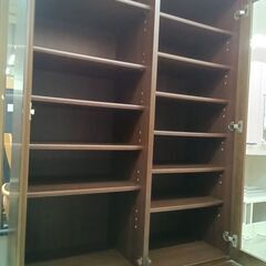 リユースのサカイ栃木店★ジモティ割あり★  食器棚 ダークブラウン W88.5×D46×H192 クリーニング済み TC12017の画像