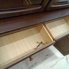 リユースのサカイ栃木店★ジモティ割あり★  食器棚 ダークブラウン W88.5×D46×H192 クリーニング済み TC12017の画像