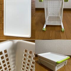 【中古/長期保管品/お引取り限定】■キッチンワゴン■キャスター付き■ホワイト■樹脂製■W325mm×D475mm×H705mm■の画像