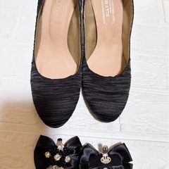 レディース靴　新品未使用品。リボン取り外し可。24.5。の画像