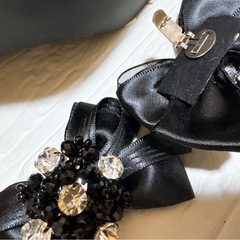 レディース靴　新品未使用品。リボン取り外し可。24.5。の画像